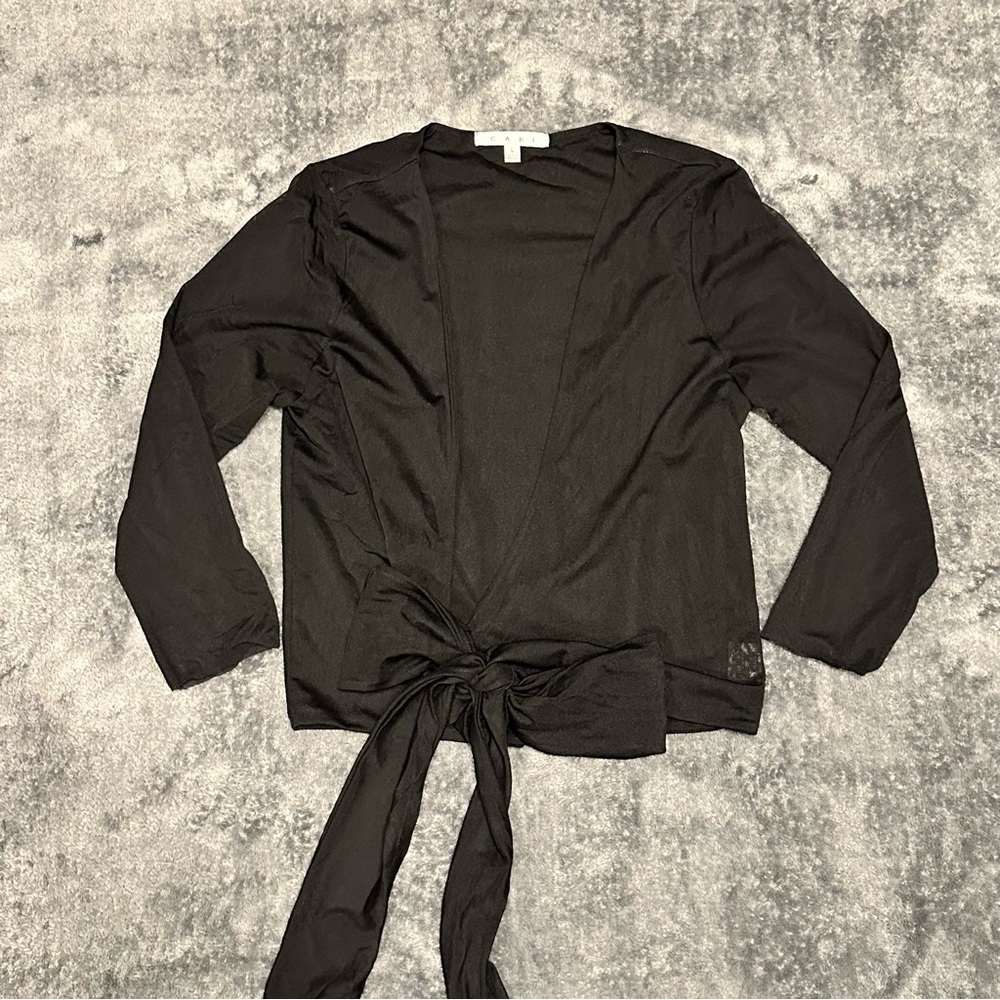 CAbi Black Tie-Front Blouse